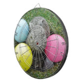 Bunny met roze blauw geel ei dartbord (Voorkant Rechts)