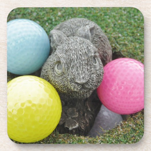 Bunny met roze blauw geel ei onderzetter (Voorkant)