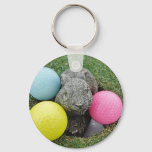 Bunny met roze blauw geel ei sleutelhanger