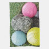 Bunny met roze blauw geel ei theedoek (Verticaal)