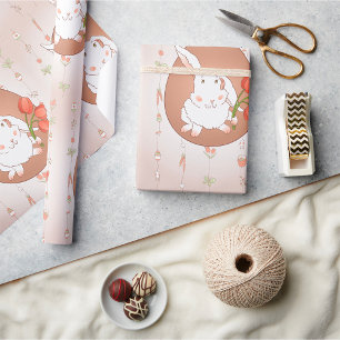 Bunny met Tulpen Spring Holiday Rabbit Cadeaupapier