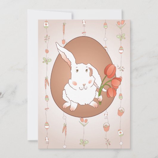 Bunny met Tulpen Spring Holiday Rabbit Kaart (Voorkant)