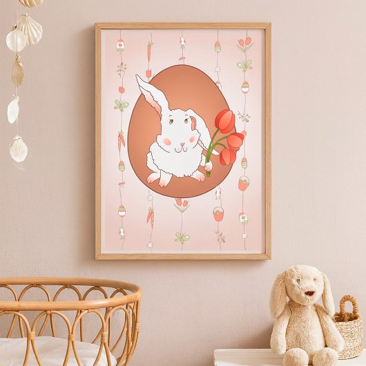 Bunny met Tulpen Spring Holiday Rabbit Poster