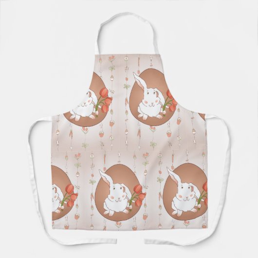 Bunny met Tulpen Spring Holiday Rabbit Schort (Voorkant)