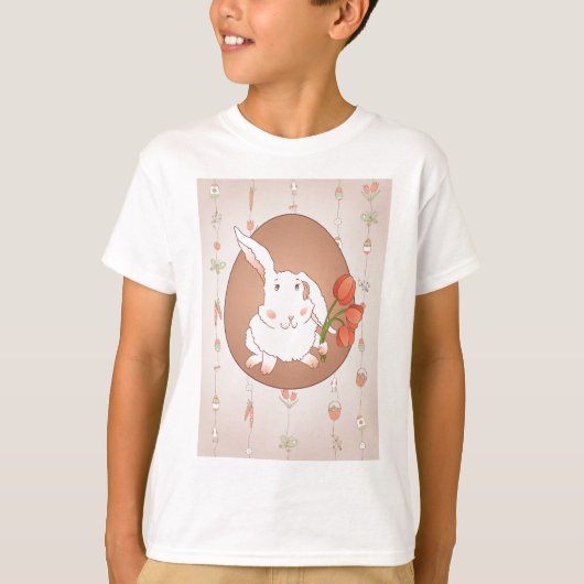 Bunny met Tulpen Spring Holiday Rabbit T-shirt (Voorkant)
