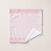 Bunny mignon et monogramme sur rose clair (Gant de toilette)