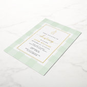 Bunny Mint En vichy Christening Foil Invitation (Rotation)