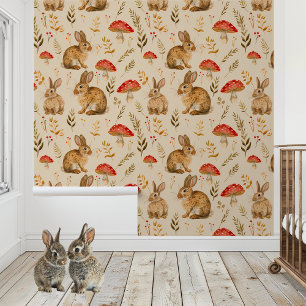 Bunny Mushroom Dieren Kinderkamer Kinderkamer Behang