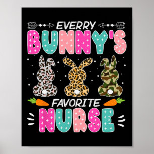 Bunny Nurse Fun Paasdag Ziekenhuis Medische Vrouwe Poster