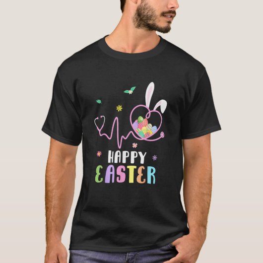 Bunny Nurse Stethoscope Happy Easter Eggs Rabbit N T-shirt (Voorkant)