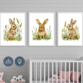 Bunny Nursery Prints, Waterverf Genderneutraal Muurkunst Sets
