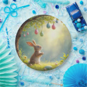 Bunny onder een easter egg tree papieren bordje (Feest)