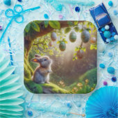 Bunny onder een easter egg tree papieren bordje (Feest)