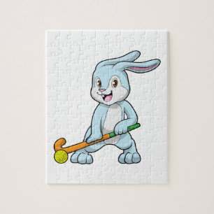 Bunny op Field hockey met Hockey stick Legpuzzel