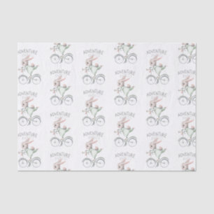 Bunny op fietsenavontuur wacht op weefselpapier tissuepapier