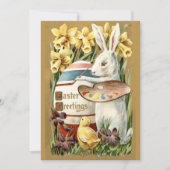  Bunny Painting Egg Custom Pasen Groeten Feestdagenkaart (Voorkant)