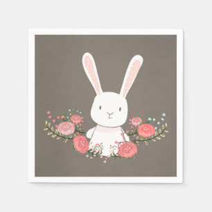Bunny Paper Napkin Woodland Bloemen Rustiek Meisje Servet