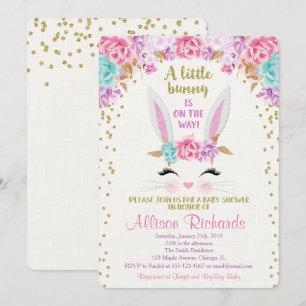 Bunny Pâques baby shower fille invitation