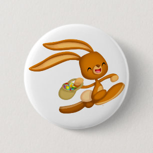 Bunny Pâques sur le badge de bouton de dessin anim