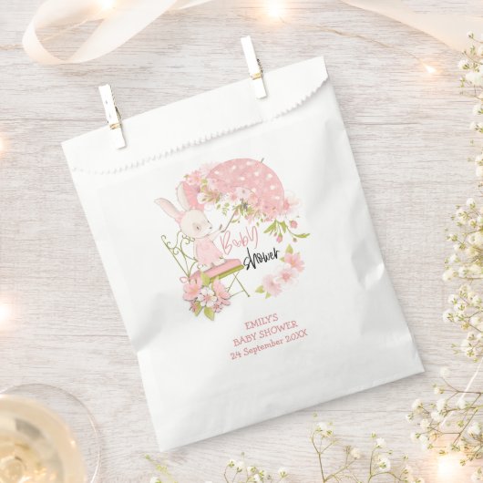 Bunny Paraplu Bloemen Naam Datum Meisje Baby showe Bedankzakje (Geknipt)