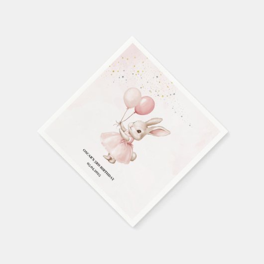 Bunny Pastel Roze Verjaardag | Schattigee Partij T Servet (Hoek)