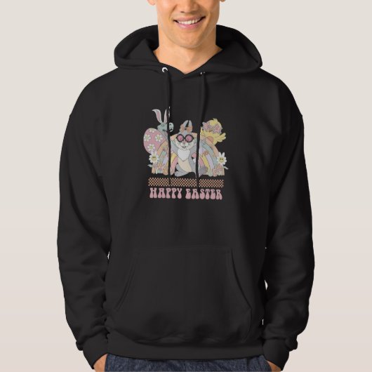Bunny Pastel Spring Hunt Eggs Rabbit Happy Easter  Hoodie (Voorkant)