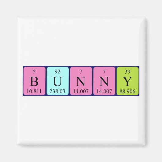 Bunny periodieke table name magnet magneet (Voorkant)