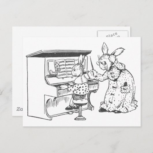 Bunny Piano-leraar en haar student Briefkaart