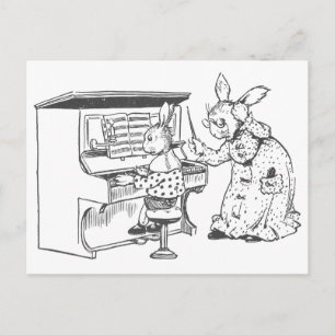 Bunny Piano-leraar en haar student Briefkaart