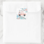 Bunny Pink Baby shower Vierkante Sticker (Tas)