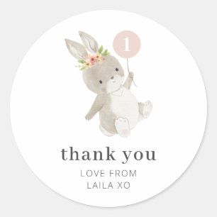 Bunny Pink-ballon Ronde Sticker