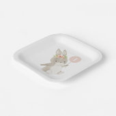 Bunny Pink Balloon 1st Birthday Papieren Bordje (Gebogen)