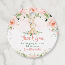 Bunny Pink Blush Floral Birthday Rabbit Party Bedankjes Labels