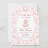 Bunny Pink Bow Floral Baby Shower Invitation (Devant)