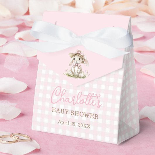 Bunny Pink Bow Gingham Baby Shower Bedankdoosjes (Huwelijk)