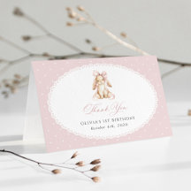 Bunny, Pink Bow, Pink Polka Dots, First Birthday