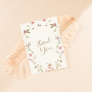 Bunny Pink Floral Meisje Baby shower Dank u kaart