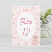 Bunny Pink Floral Table Number (Staand voorkant)