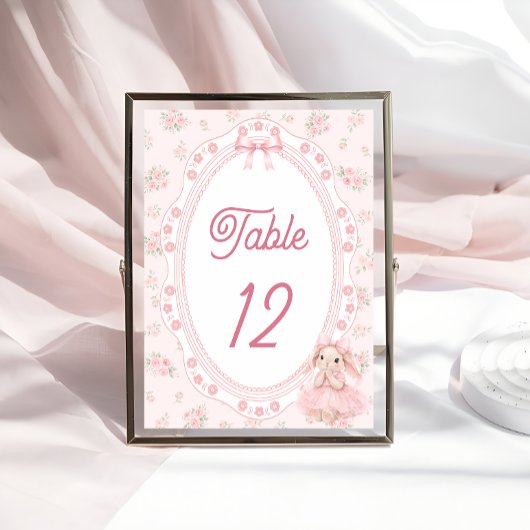 Bunny Pink Floral Table Number
