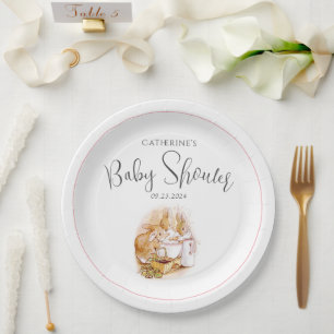 Bunny Pink Girl Baby shower Papieren Bordje