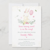 Bunny Pink or Floral Girl Baby shower Invitation (Devant)