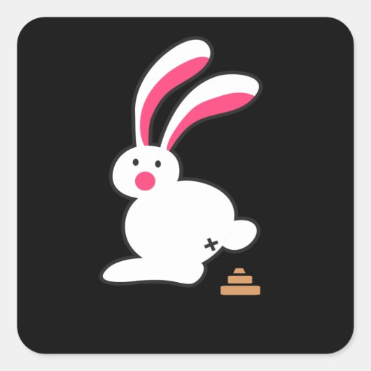 Bunny Poops Grappige Bunny Poop Leuk Konijn Vierkante Sticker (Voorkant)