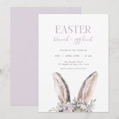 Bunny pourpre Brunch de Pâques & Invitation chasse (Devant / Derrière)