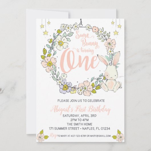Bunny première invitation anniversaire (Devant)