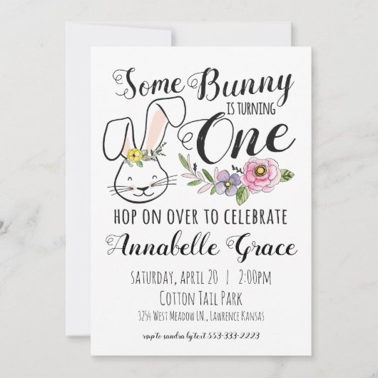 Bunny première invitation anniversaire (Devant)