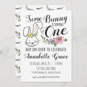 Bunny première invitation anniversaire (Devant / Derrière)