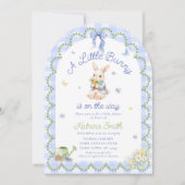 Bunny Pretty Rabbit Gingham Baby Shower Invitation (Devant)