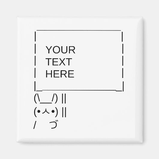 Bunny Protest Sign/ ASCII Text Art Magneet (Voorkant)