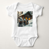 Bunny, puppy front & space neon Easter bunny back Romper (Voorkant)