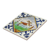 Bunny Rabbit 1650s Delft Polychrome Repro Tegeltje (Zijkant)
